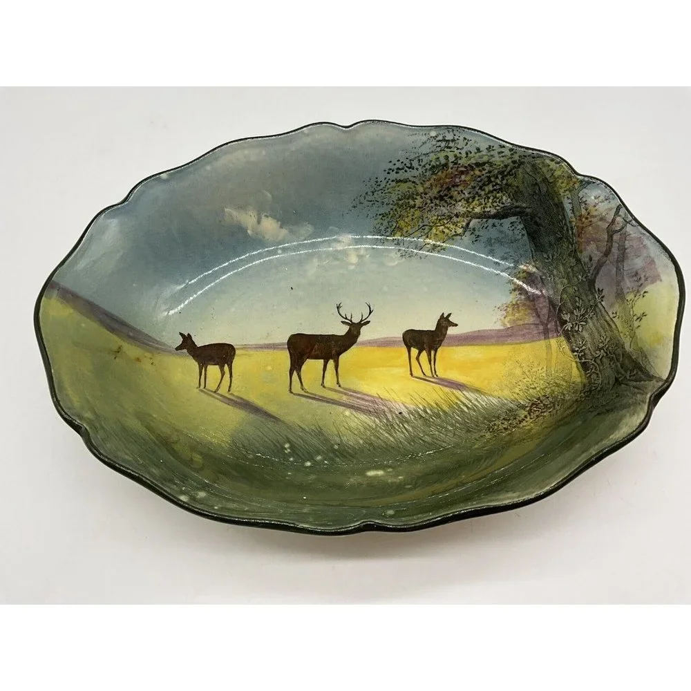 Royal Doultan Vintage Vegetable Serving Dish Deer Grazing Pattern 1927-1932